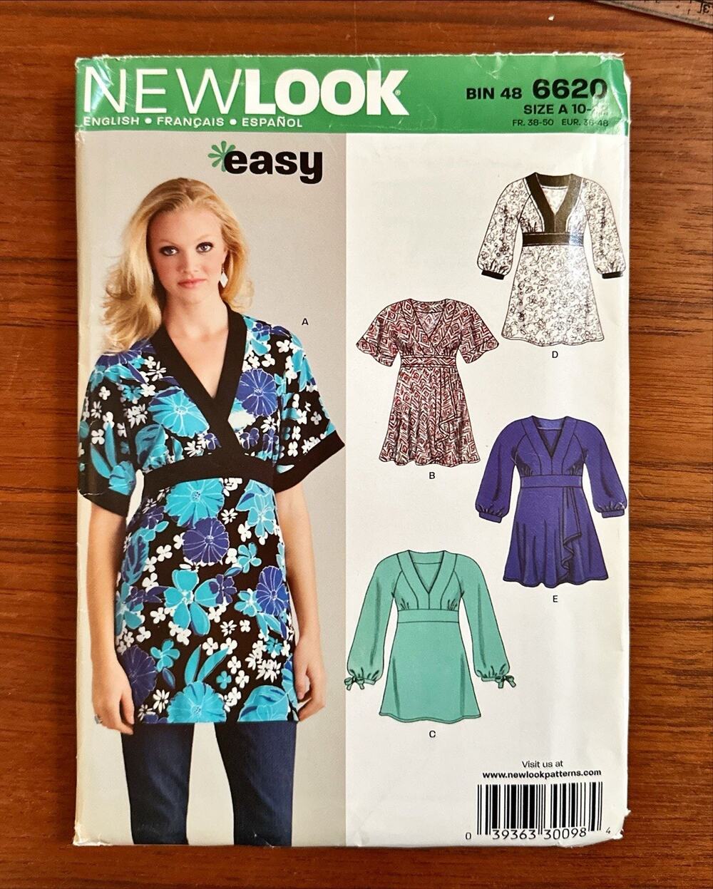 UNCUT NEW LOOK 6620 Simplicity Pattern Tunic High Waist Kimono Sz A 10-22